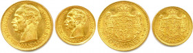 DANEMARK - FRÉDÉRIC VIII 
29 janvier 1906 - 14 mai 1912
DEUX monnaies en or (13,50 g les 2) : 
20 Kroner 1910 et 10 Kroner 1909 Copenhague. 
Fr 297 et...