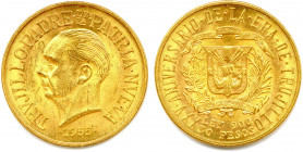 RÉPUBLIQUE DOMINICAINE 1844-
30 Pesos or 1955. (29,69 g) 
Fr 1
Très beau.