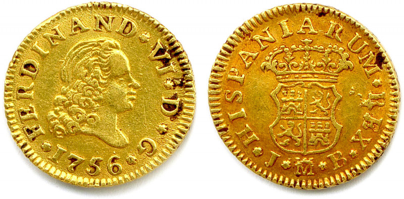 ESPAGNE - FERDINAND VI 9 juillet 1746 - 10 août 1759
½ Escudo or 1756 M couronné...