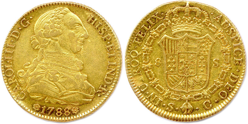 ESPAGNE - CHARLES III 
10 août 1759 - 14 décembre 1788
8 Escudos or 1788 (derniè...