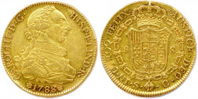 ESPAGNE - CHARLES III 
10 août 1759 - 14 décembre 1788
8 Escudos or 1788 (dernière année de frappe) 
1788 S = Séville. (26,94 g) 
Fr 283
T.B.