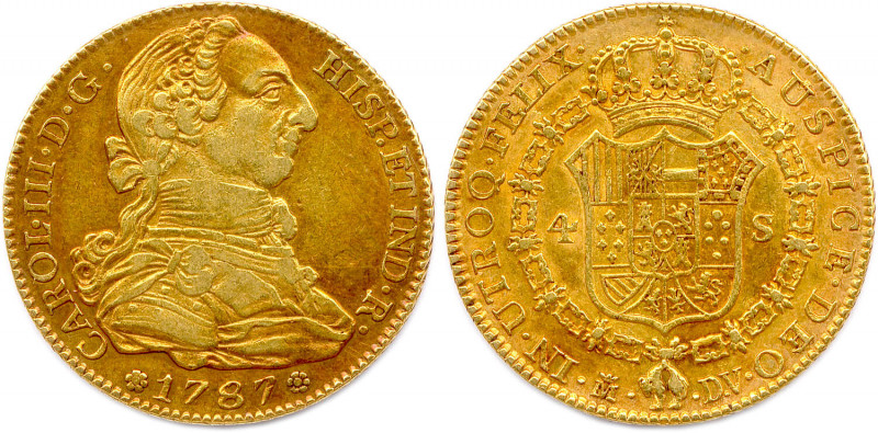 ESPAGNE - CHARLES III 1759-1788
4 Escudos or 1787 M couronné - Madrid. (13,51 g)...