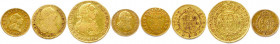 ESPAGNE - CHARLES III 1759-1788
QUATRE monnaies en or (13,63 g les 4) :
½ Escudo (tête jeune) 1760 Madrid,
Escudo 1787 Madrid,
2 Escudos 1788 Madr...