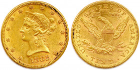 ÉTATS-UNIS D’AMÉRIQUE 
10 Dollars or. 1882 Philadelphie. (16,73 g) 
Fr 158
T.B./Très beau.