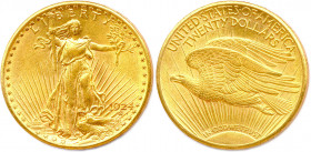 ÉTATS-UNIS D’AMÉRIQUE 
20 Dollars or 1924 Philadelphie. (33,47 g) 
Fr 185
Très beau.