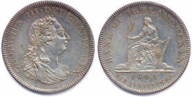 IRLANDE - GEORGE III 1760-1820
Six Shillings argent 1804. 
(26,87 g)
Dav 102
Rare. Très beau.