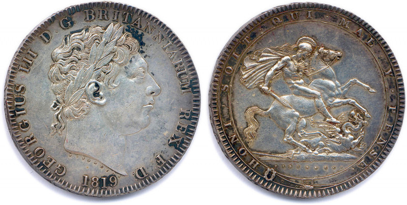 GRANDE-BRETAGNE - GEORGE III 
1760-1820
Couronne argent 1819 Londres. 
(28,37 g)...