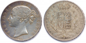 GRANDE-BRETAGNE - VICTORIA 1837-1901
Couronne argent (tête jeune) 1844 Londres. 
(28,16 g) 
Dav 105
T.B.
