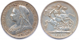 GRANDE-BRETAGNE - VICTORIA 1837-1901
Couronne argent (tête voilée) 1900 Londres. 
(28,29 g) 
Dav 108
Très beau.