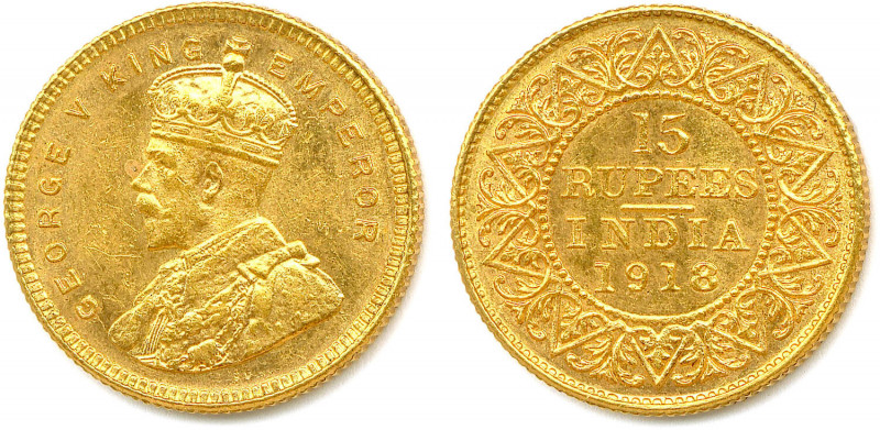 INDES Compagnie - GEORGE V 1910-1936
15 Rupee or 1918 Bombay. (8,01 g) 
Fr 1608
...