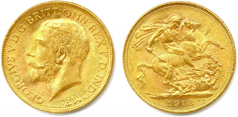 INDES Compagnie - GEORGE V 1910-1936
Souverain or 1918 I = Bombay. (8,00 g) 
Fr ...