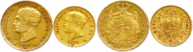 ITALIE - NAPOLÉON Ier Empereur et roi d’Italie 
17 mars 1805 - 11 avril 1814
DEUX monnaies en or (19,28 g les 2) : 
40 Lire 1808 Milan, 
20 Lire 1812 ...
