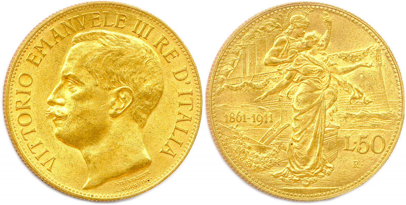 ITALIE Royaume - VICTOR EMMANUEL III 
1900-1946
50 Lire or 1911 Rome. (16,41 g) ...