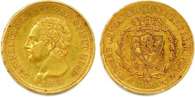 ITALIE - CHARLES FÉLIX 
12 mars 1821 - 27 avril 1831
80 Lire or 1824 Turin. (25,88 g) 
Fr 1132
Très beau.
