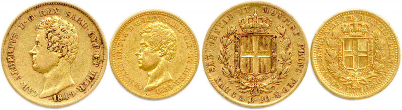 ITALIE - CHARLES ALBERT 
1831-1849
DEUX monnaies en or (9,64 g) : 
20 Lire 1849 ...