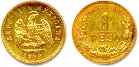 MEXIQUE États-Unis 1836-
Peso or 1899 M° = Mexico. (1,59 g) 
Fr 157
Superbe.