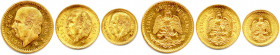 MEXIQUE États-Unis 1836-
TROIS monnaies en or (14,56 g) : 
Diez Pesos 1959,
Cinco Pesos 1955
Dos y medio Pesos 1945. Mexico. 
Fr 166-168-169
Refrappes...