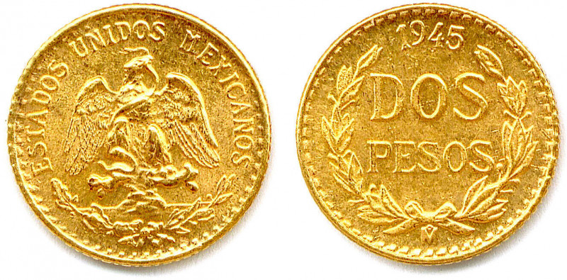MEXIQUE États-Unis 1836-
Dos Pesos or 1945 M°= Mexico. (1,66 g) 
Fr 170
Superbe....