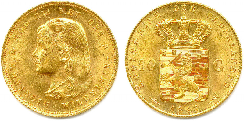 ROYAUME DE HOLLANDE - WILHELMINA 
1890-1948
10 Gulden or 1897 Utrecht. (6,72 g) ...