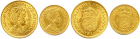 ROYAUME DE HOLLANDE - WILHELMINA 
1890-1948
DEUX monnaies en or (10,14 g) : 
10 gulden 1917 et 5 Gulden 1912. Utrecht. 
Fr 349 et 350
Très beaux.