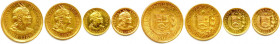 PÉROU République 1821-
QUATRE monnaies en or (15,20 g) : 
Libra 1905, ½ libra 1907, 1/5 libra 1923, 1/5 libra 1963 Lima (refrappe). 
Fr 73-74-75
Très ...
