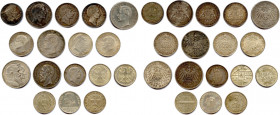 Lot de 17 monnaies d’argent d’ALLEMAGNE : 
BAVIÈRE Louis Ier 2 gulden 1848 et Gulden 1844
Maximilien II Vereinsthaler 1858,
Louis II Vereinsthaler 186...