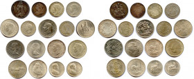 Lot de 17 monnaies d’argent et en nickel de 
GRANDE BRETAGNE, AFRIQUE DU SUD : 
Victoria Couronne du Jubilé 1887, Demi-couronne (tête voilé) 1899,
Geo...