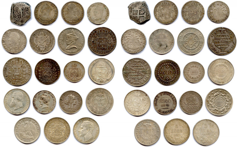 Lot de 20 monnaies diverses du MONDE : 
BOLIVIE Charles III 8 reales 1769, Charl...