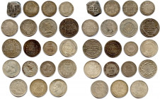 Lot de 20 monnaies diverses du MONDE : 
BOLIVIE Charles III 8 reales 1769, Charles III 4 reales 1778 Potosi, 
Charels IV 4 reales 1807 Potosi, Républi...