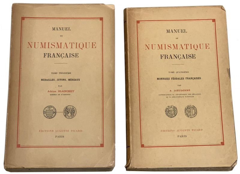 BLANCHET ET DIEUDONNE Quatre volumes brochés.
Manuel de Numismatique française. ...