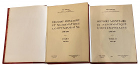 MAZARD Jean
Histoire monétaire et numismatique contemporaine 1790-1967.
Deux volumes reliés dos cuir rouge 
(dos à nerfs) avec titres dorés aux fers.
...
