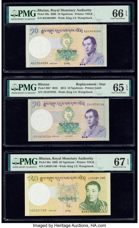 Bhutan, Indonesia & Thailand Group Lot of 12 Graded Examples PMG Choice About Un...