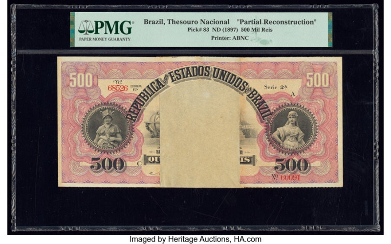 Brazil Thesouro Nacional 500 Mil Reis ND (1897) Pick 83 Partial Reconstruction P...