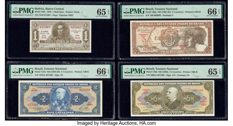Brazil, Bolivia Colombia & Mexico Group Lot of 10 Graded Examples PMG Choice Unc...