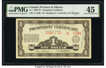 Canada Province of Alberta Prosperity Certificate $1 5.8.1936 Pick UNL A-1 PMG Choice Extremely Fine 45. With 1 stamp attached.

HID09801242017

© 202...