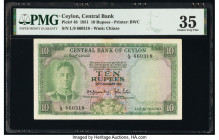 Ceylon Central Bank of Ceylon 10 Rupees 20.1.1951 Pick 48 PMG Choice Very Fine 35. Ink stamp.

HID09801242017

© 2020 Heritage Auctions | All Rights R...