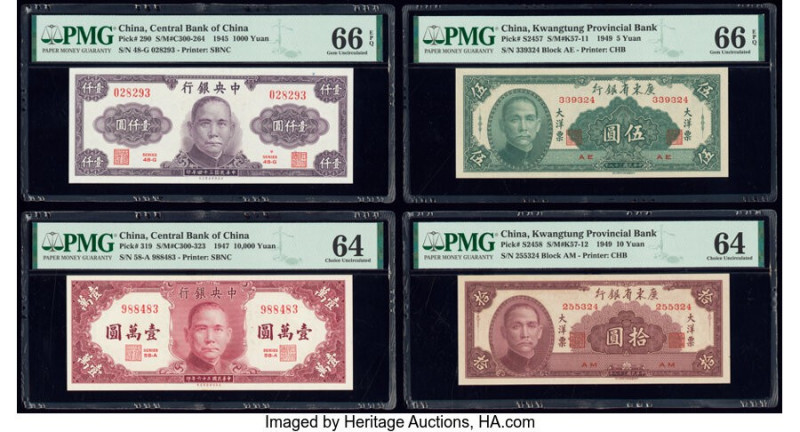 China Central Bank of China 1000; 10,000 Yuan 1945; 1947 Pick 290; 319 Two Examp...