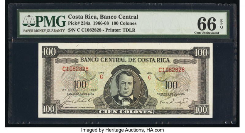 Costa Rica Banco Central de Costa Rica 100 Colones 27.8.1968 Pick 234a PMG Gem U...