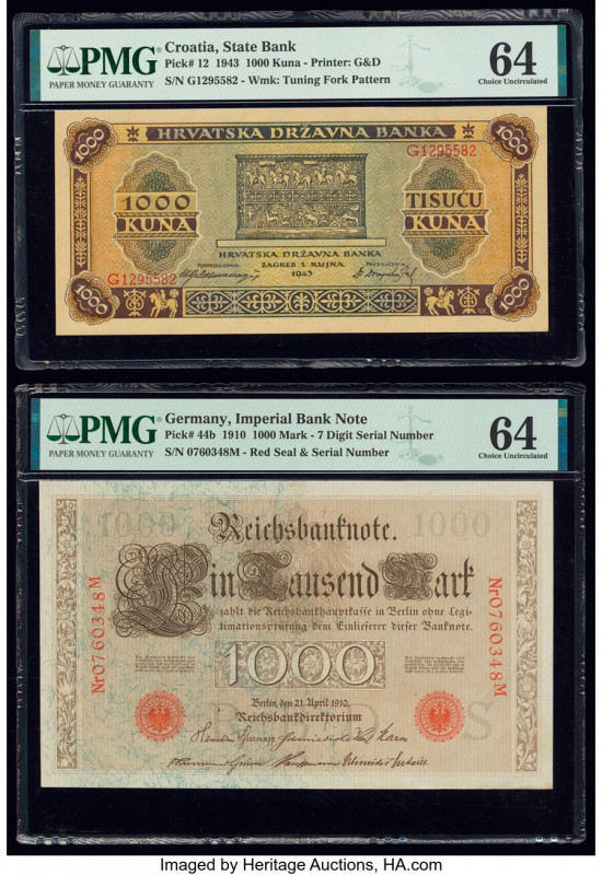 Croatia, Germany, Russia & Serbia Group Lot of 9 Graded Examples PMG Choice Unci...