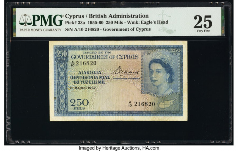 Cyprus Government of Cyprus 250 Mils 1.3.1957 Pick 33a PMG Very Fine 25. 

HID09...