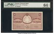 Finland Finlands Bank 10 Markkaa 1918 Pick 37 PMG Choice Uncirculated 64 EPQ. 

HID09801242017

© 2020 Heritage Auctions | All Rights Reserved