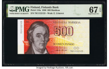Finland Finlands Bank 500 Markkaa 1986 Pick 116a PMG Superb Gem Unc 67 EPQ. 

HID09801242017

© 2020 Heritage Auctions | All Rights Reserved