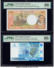 French Pacific Territories Institut d'Emission d'Outre Mer 1000; 5000 Francs ND (1996); ND (2014) Pick 2i; 7 Two Examples PMG Gem Uncirculated 66 EPQ ...