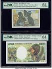 French West Africa Institut d'Emission de l'A.O.F. et du Togo 50 Francs ND (1956) Pick 45 PMG Choice Uncirculated 64; Gabon Banque des Etats de l'Afri...