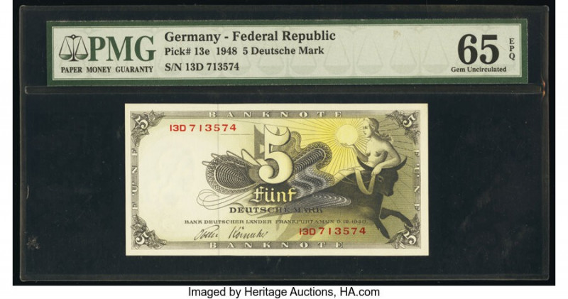 Germany Federal Republic Bank Deutscher Lander 5 Deutsche Mark 9.12.1948 Pick 13...