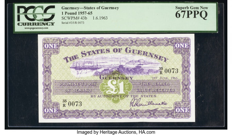 Guernsey States of Guernsey 1 Pound 1.6.1963 Pick 43b PCGS Superb Gem New 67PPQ....