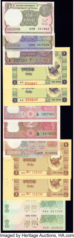 India Group Lot of 44 Examples Uncirculated. Staple holes at issue on several ex...