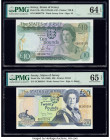Jersey States of Jersey 10; 20 Pounds ND (1976-88); ND (1993) Pick 13b; 23a Two Examples PMG Choice Uncirculated 64 EPQ; Gem Uncirculated 65 EPQ. 

HI...