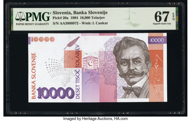 Slovenia Banka Slovenije 10,000 Tolarjev 1994 Pick 20a PMG Superb Gem Unc 67 EPQ...