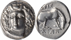 Larissa

THESSALY. Larissa. AR Drachm, ca. 365-356 B.C. ANACS EF 45.

BCD Thessaly II-315-6; HGC-4, 454. Obverse: Head of the nymph Larissa facing...